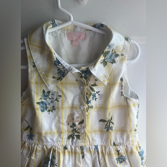 Milla & Emma Little Girls Yellow Floral Button Down Fit and Flare Dress Size 4T - Picture 3 of 7